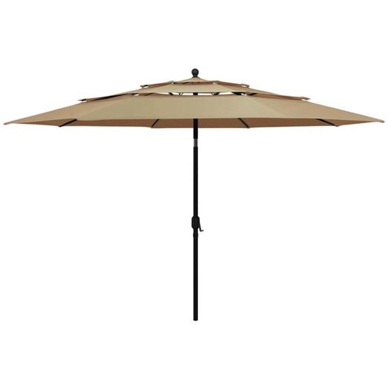 Parasol avec mât en aluminium 3 couches Taupe 3,5 m