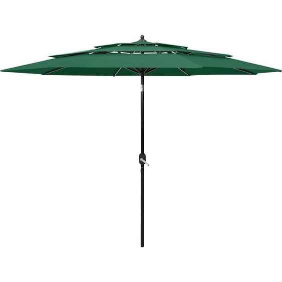 Parasol avec mât en aluminium 3 couches vert 3 m