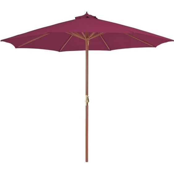 Parasol avec mât en bois 300 cm rouge bordeaux