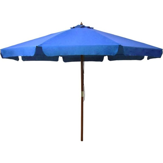 Parasol avec mât en bois 330 cm bleu azur