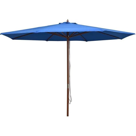 Parasol dextérieur avec mât en bois 350 cm Bleu