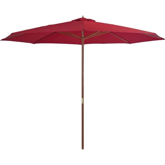 Parasol dextérieur avec mât en bois 350 cm Bordeaux