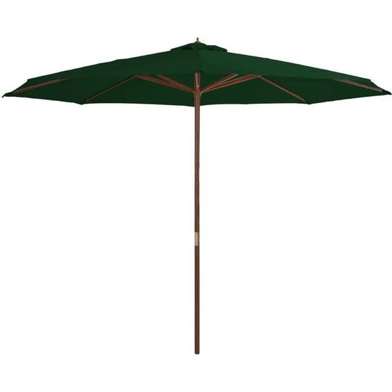 Parasol dextérieur avec mât en bois 350 cm Vert