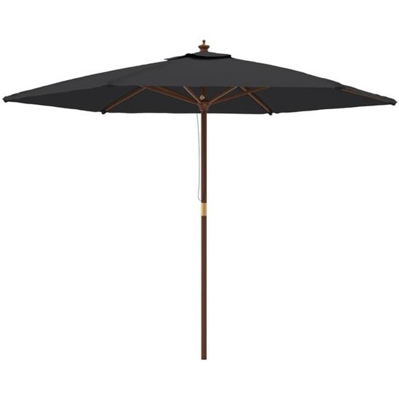 Parasol de jardin avec mât en bois noir 299x240 cm