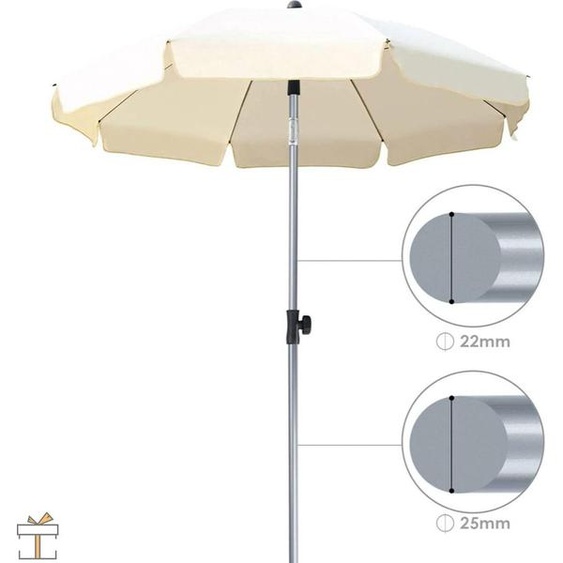 Parasol - Beige - Basculant - Rond - 200 cm - Pour la terrasse ou la plage