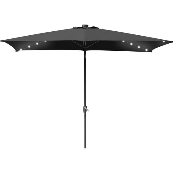 Parasol Bettizia rectangulaire, manivelle, pliable, en fer, pour balcon ou marché, inclinable, 2 x 3 m, LED, gris