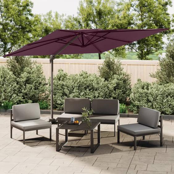 Parasol cantilever à double toit Bordeaux Rouge 300x300 cm
