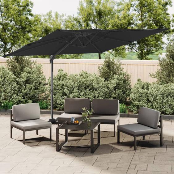 Parasol cantilever à double toit Noir 300x300 cm
