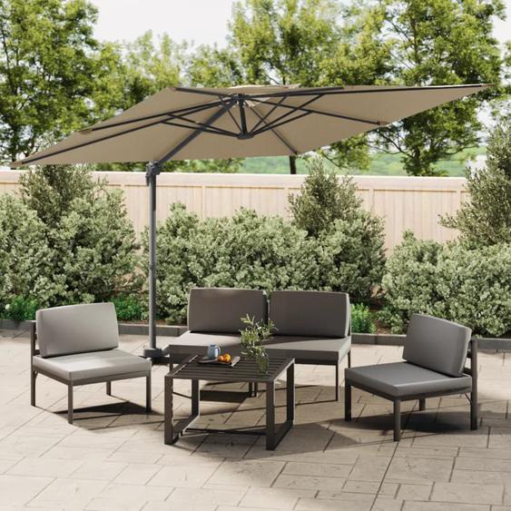 Parasol cantilever à double toit Taupe 300x300 cm