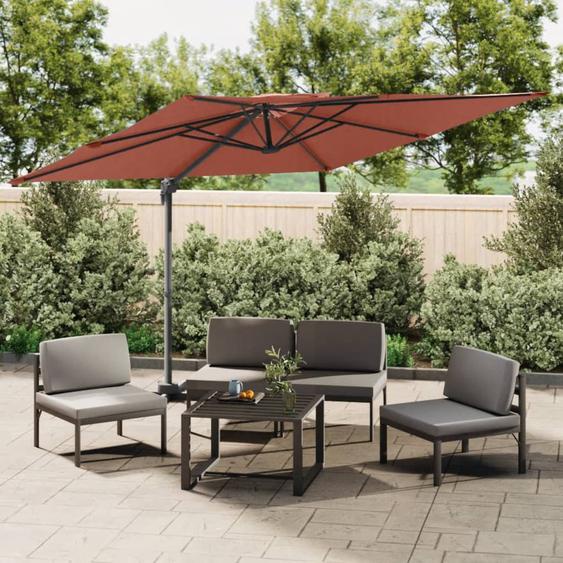 Parasol cantilever à double toit Terre cuite 400x300 cm