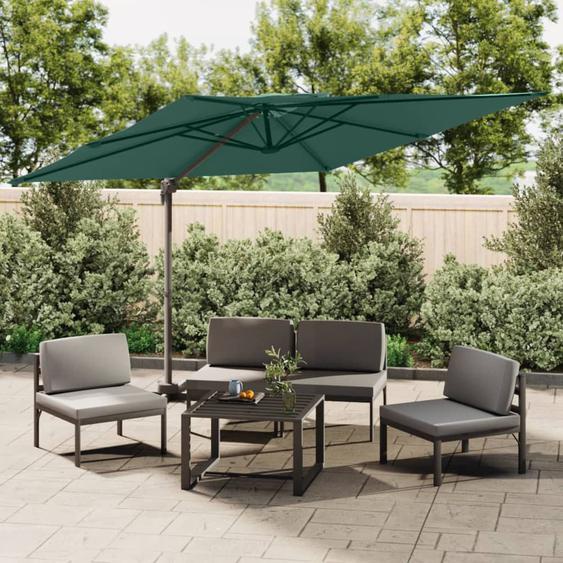 Parasol cantilever à double toit Vert 300x300 cm