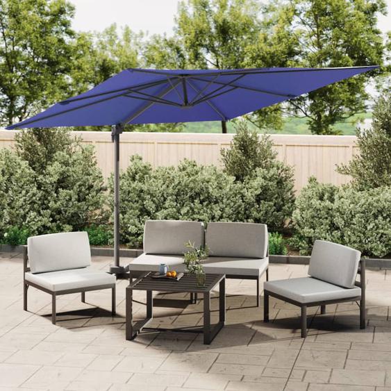 Parasol cantilever à LED Bleu azuré 400x300 cm