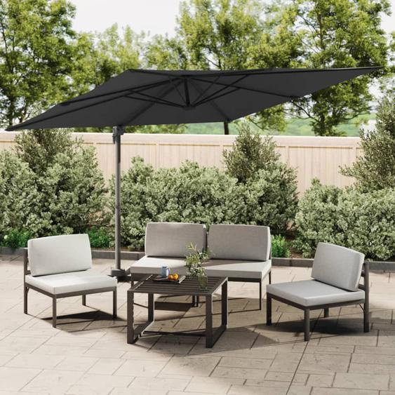 Parasol cantilever à LED Noir 400x300 cm