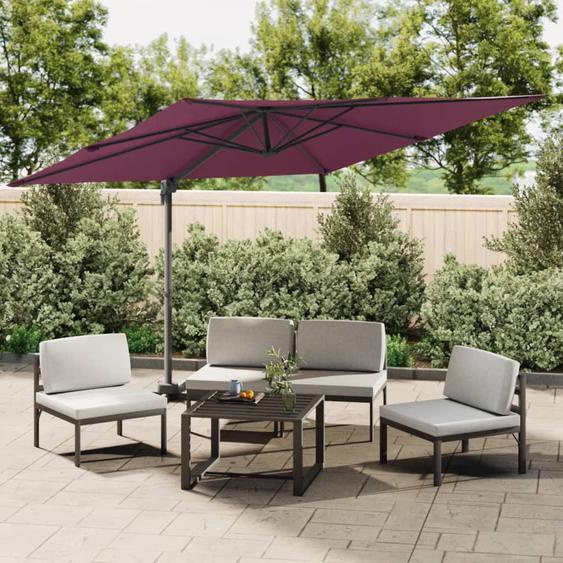 Parasol cantilever à LED Rouge Bordeaux 400x300 cm