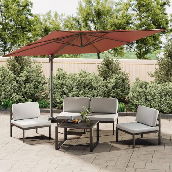 Parasol cantilever à LED Terre cuite 400x300 cm
