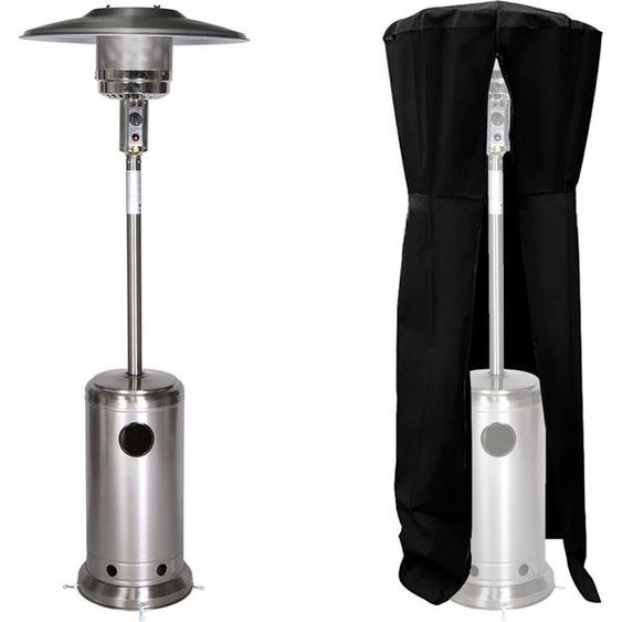 Parasol chauffant OSLO - chauffage dextérieur gaz - acier inox + housse
