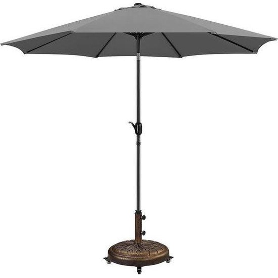 Parasol de balcon avec pied de 50,6 cm de diamètre, kit comprenant une manivelle, store de jardin, poids : 24,7 kg, monté sur roulettes