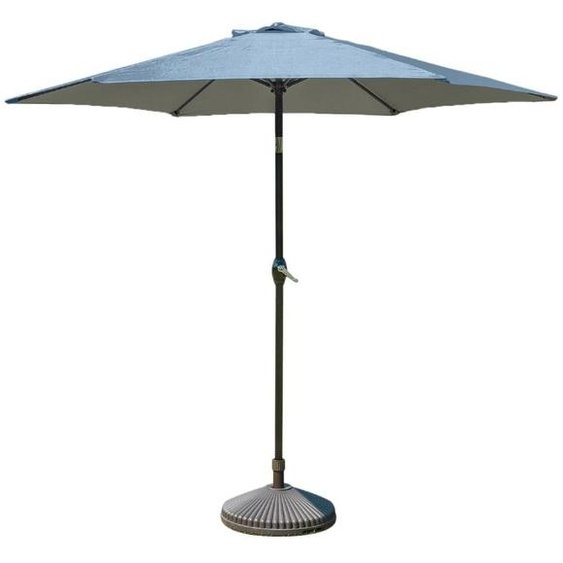 Parasol de jardin - 3 m - Gris clair - Rond - Avec support - Résistant aux UV