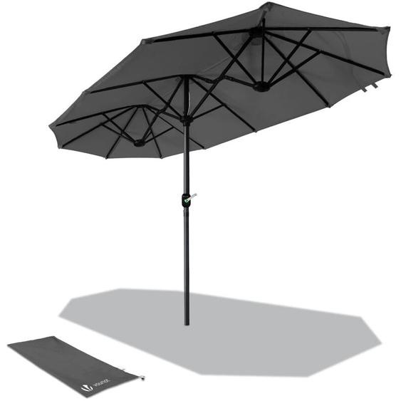 Vounot - Parasol de Jardin Double en Aluminium 150 x 300 cm Gris
