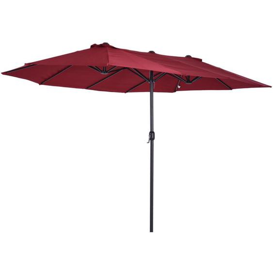 Outsunny - Parasol de jardin xxl parasol grande taille 4,6L x 2,7l x 2,4H m ouverture fermeture manivelle acier polyester haute densité bordeaux