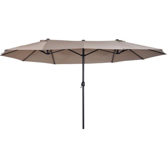 Outsunny - Parasol de jardin xxl parasol grande taille 4,6L x 2,7l x 2,4H m ouverture fermeture manivelle acier polyester haute densité marron