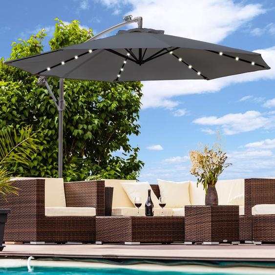 Parasol de luxe avec éclairage LED Parapluie 300 cm Parapluie de jardin Pavillon - anthracite