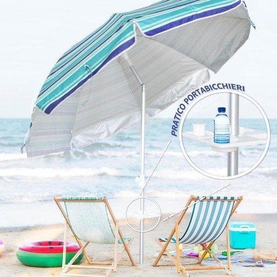 Parasol de plage Ø 240 cm en aluminium avec protection UV et toile en fibre de verre