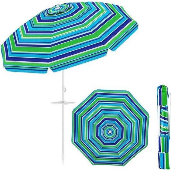 Parasol de plage résistant au vent avec mécanisme de rotation mécanique - Résistant aux UV et au vent - Source dombre pour les journées à la plage - Idéal pour la côte - Piquet à enfoncer dans le sable - Parasol en fil métallique