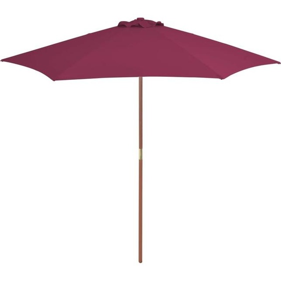 Parasol de style élégant avec mât en bois 270 cm rouge bordeaux DE53186