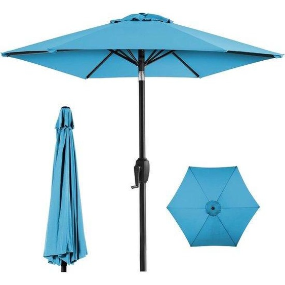 Parasol de terrasse en acier - 228 cm de diamètre - Bleu