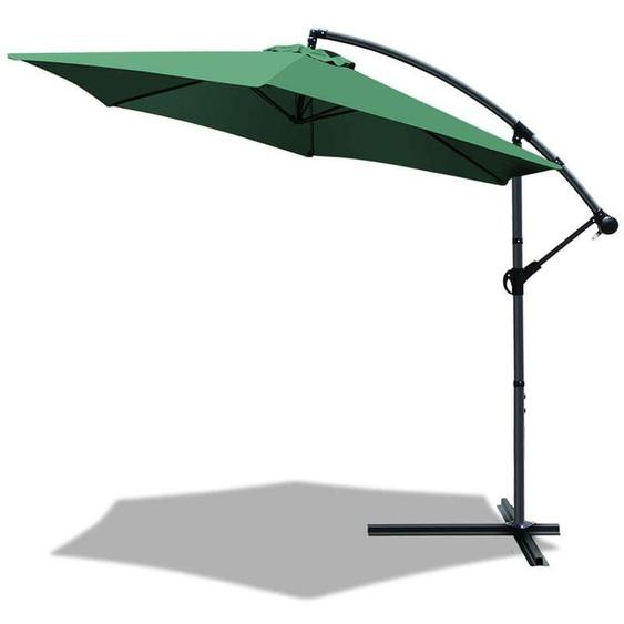 Vounot - Parasol déporté inclinable 3M avec housse de protection Vert - Inclinaison réglable - Rotatif 360° - Manivelle anti-retour