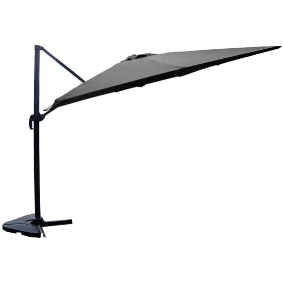 Cesare - Parasol rectangulaire 3x4 déporté rotatif gris en aluminium