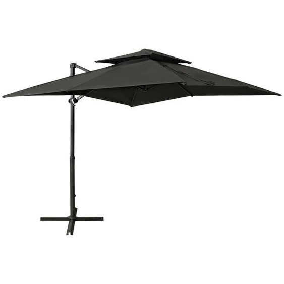 Parasol déporté à double toit 250x250 cm Anthracite