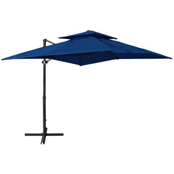 Parasol déporté à double toit 250x250 cm Bleu azuré