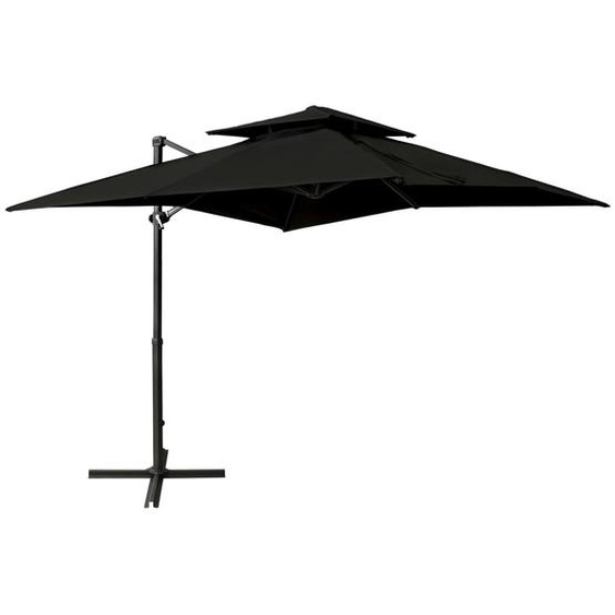 Parasol déporté à double toit 250x250 cm Noir
