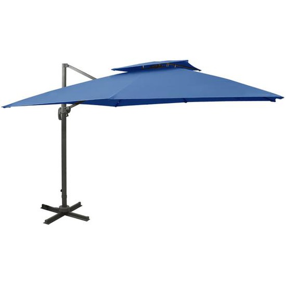 Parasol déporté à double toit 300x300 cm Bleu azuré