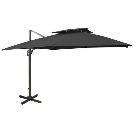 Parasol déporté à double toit 300x300 cm Noir