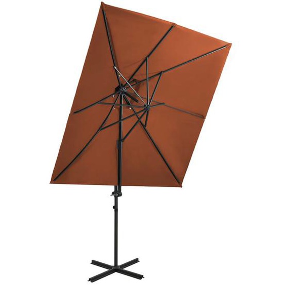 Parasol déporté à double toit Terre cuite 250x250 cm