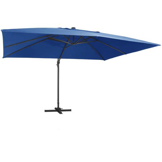 Parasol déporté avec lumières LED Aluminium 400x300cm Bleu azur