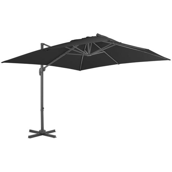 Parasol déporté avec mât en aluminium 3x3 m Noir