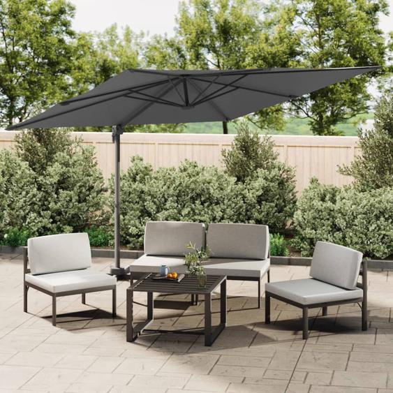 Parasol déporté avec mât en aluminium Anthracite 300x300 cm