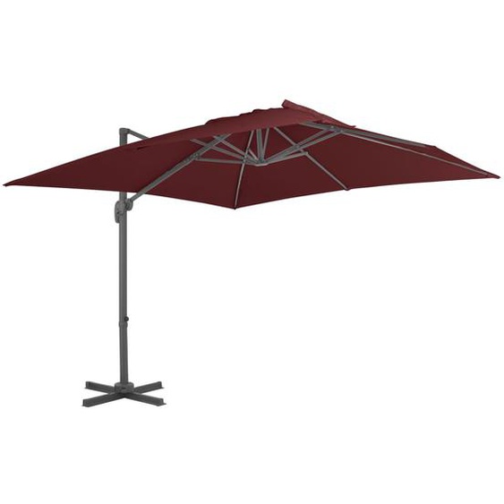 Parasol déporté avec mât en aluminium Rouge bordeaux 400x300 cm