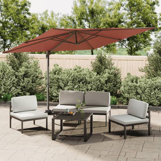 Parasol déporté avec mât en aluminium Terre cuite 400x300 cm
