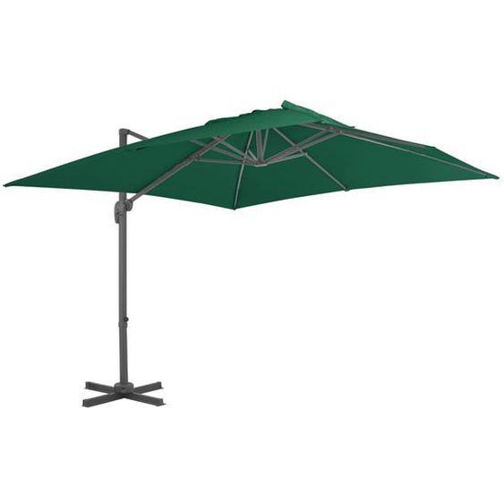 Parasol déporté avec mât en aluminium Vert 300x300 cm