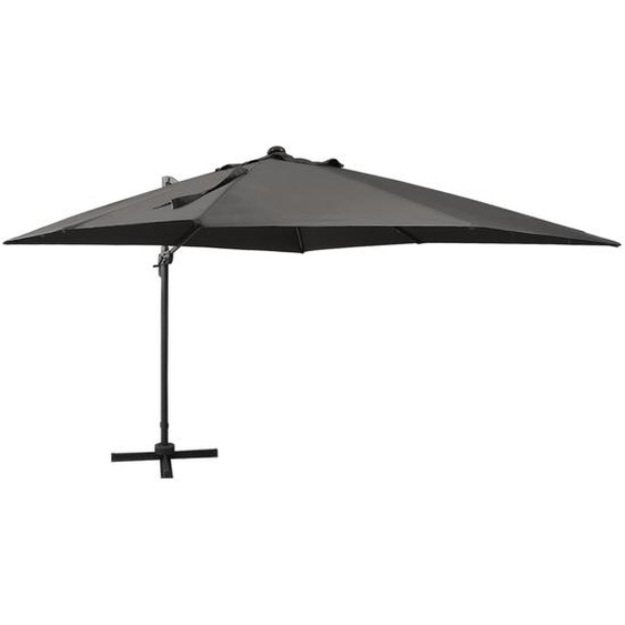 Parasol déporté avec mât et lumières LED Anthracite 300 cm