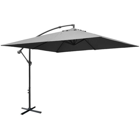 Parasol déporté carré 3x3m - Hardelot 3x3m - Gris - Manivelle anti-retour Toile déperlante Facile à utiliser