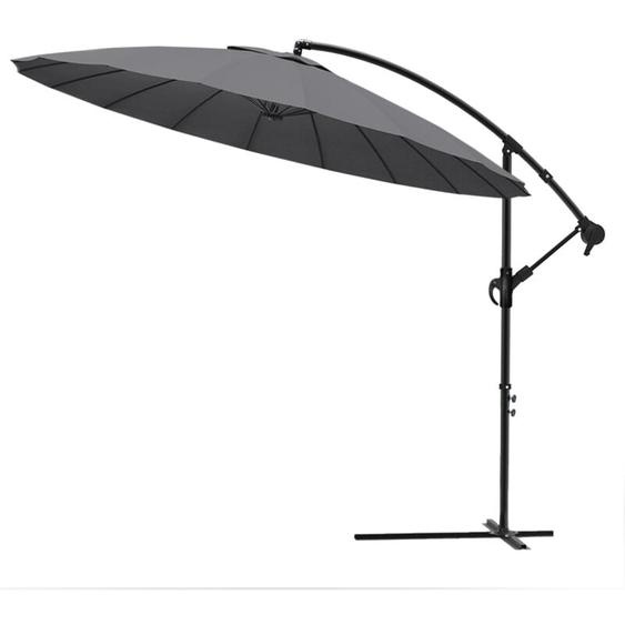 Parasol déporté inclinable 3M gris avec housse de protection - 18 baleines - hauteur ajustable - inclinaison réglable - rotatif 360° - Vounot