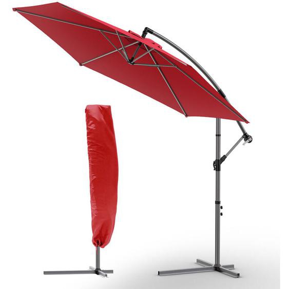 Vounot - Parasol déporté inclinable 3M avec housse de protection Rouge - Inclinaison réglable - Rotatif 360° - Manivelle anti-retour