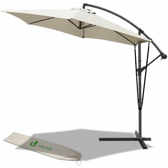 Vounot - Parasol déporté inclinable 3M avec sangle de fixation et housse de protection Beige - Inclinaison réglable - Rotatif 360°