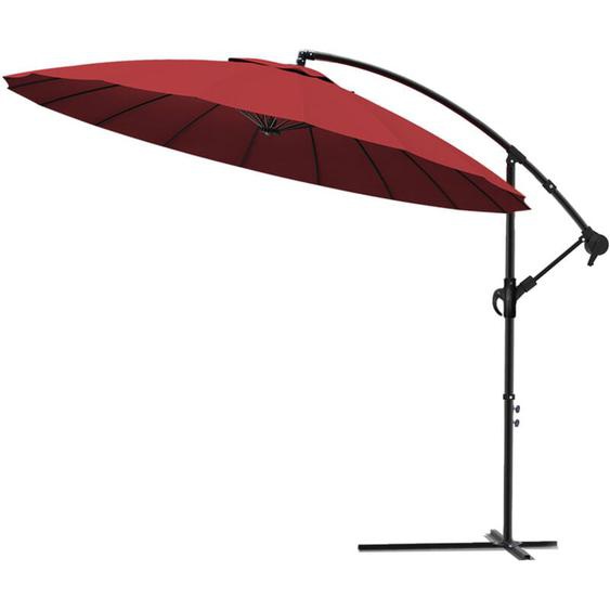 Vounot - Parasol déporté inclinable 3M rouge avec housse de protection - 18 baleines - hauteur ajustable - inclinaison réglable - rotatif 360°